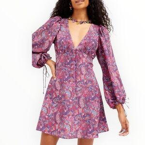 For Love and Lemons Tonya Open-Back Long Sleeve Mini Dress Size L NWT